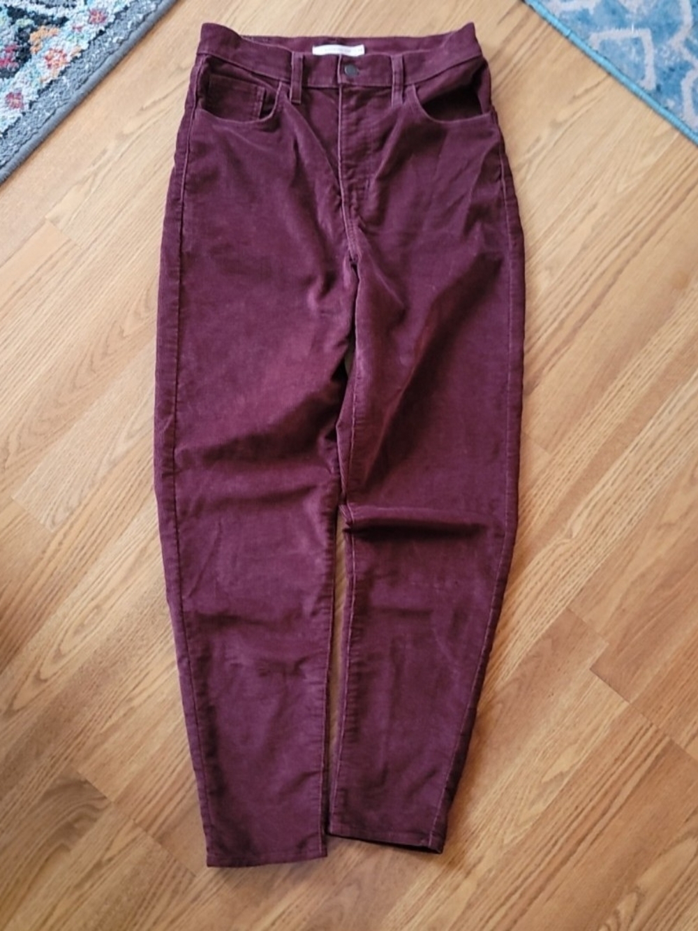 Levi's High Waisted Mom Jean Corduroy in Deep Burgundy